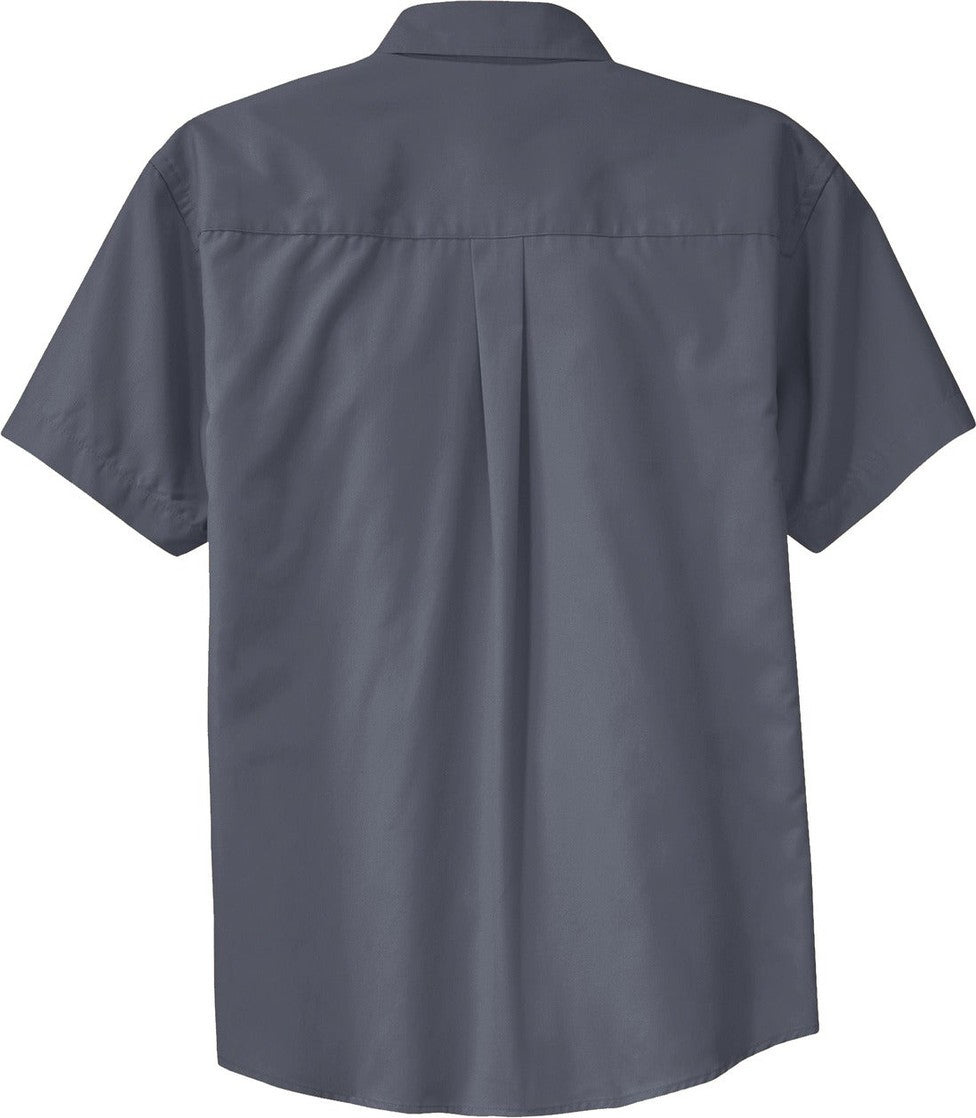 Front View of Steel Grey Port Authority Tall Short Sleeve Easy Care Shirt. TLS508