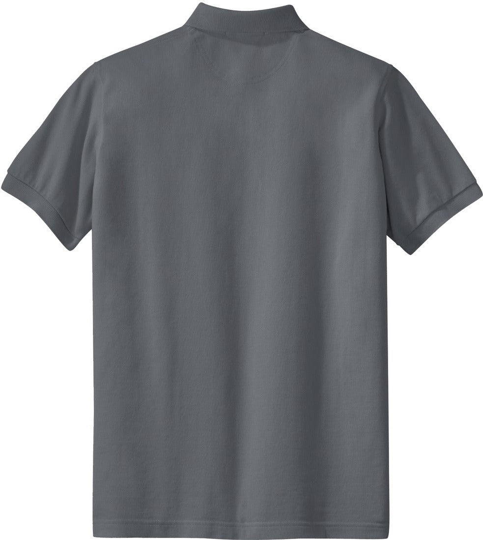 Rear View of Steel Grey Port Authority Women's Heavyweight Cotton Pique Polo. L420