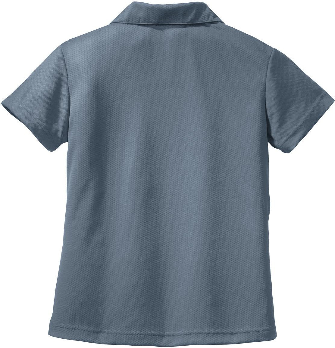 Front View of Steel Sport-Tek Women's Dri-Mesh V-Neck Polo. L469