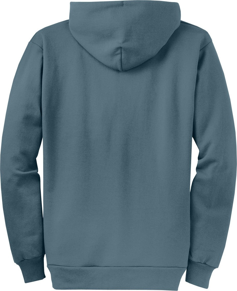 Rear View of SteelBlue Port & Co Core Fleece Full-Zip Hooded Sweatshirt. PC78ZH