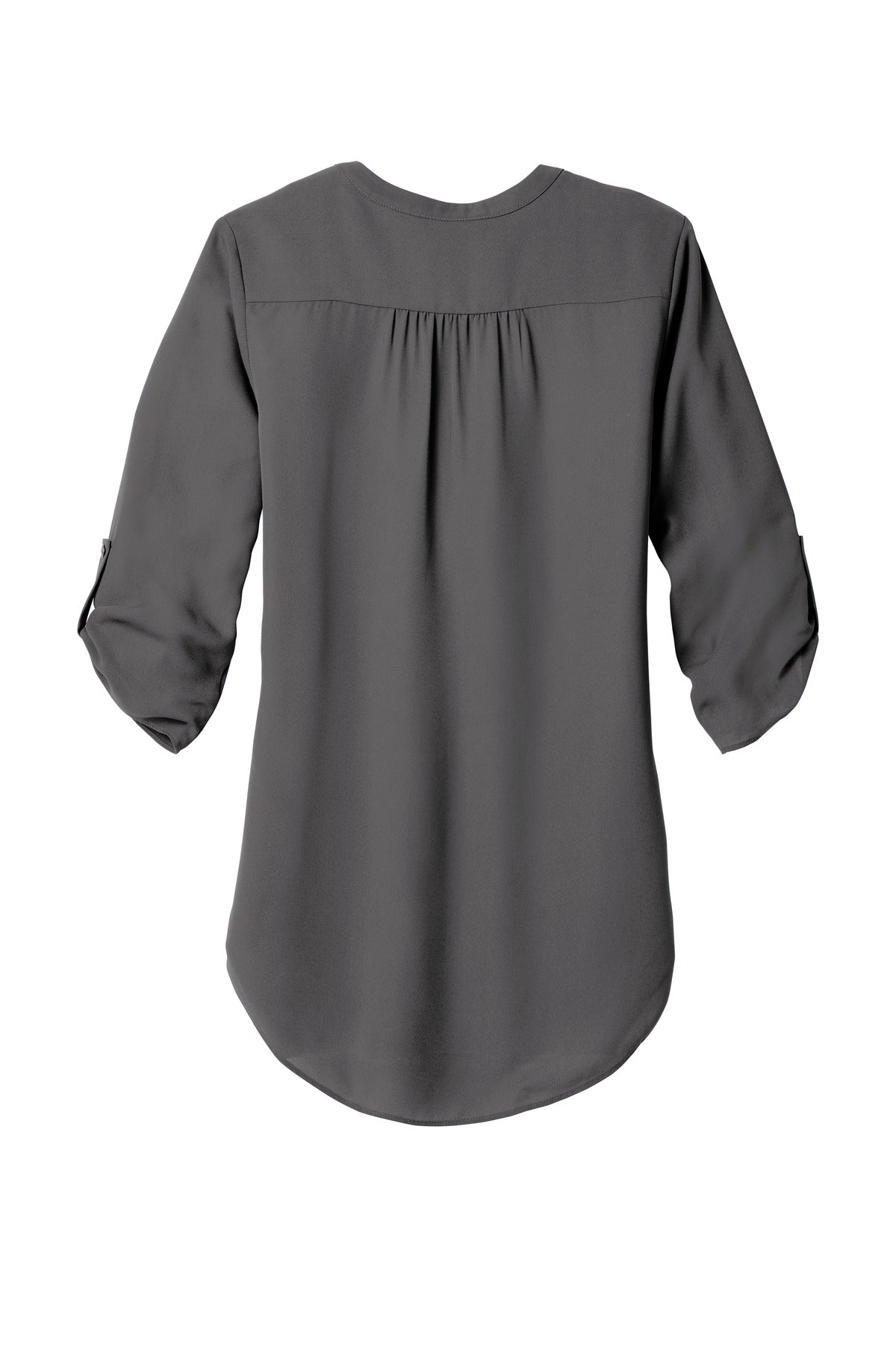Rear View of Sterling Grey Port Authority Women's 3/4-Sleeve Tunic Blouse. LW701