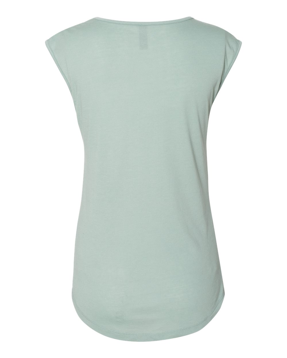 Rear View of Stonewash Green Women&#39;s Festival Sleeveless Deep V-Neck T-Shirt - 5040