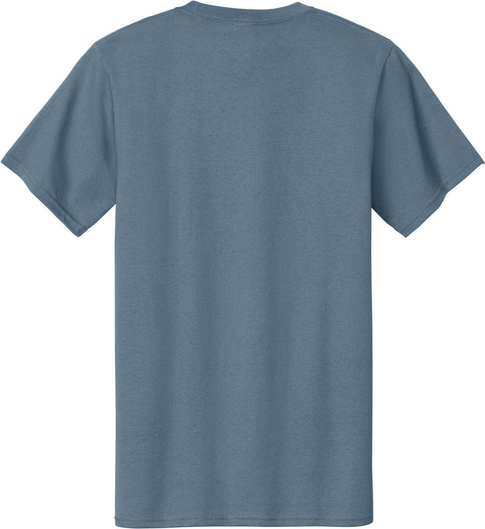 Front View of Stonewshd Blue Port & Co Tall Essential Tee. PC61T