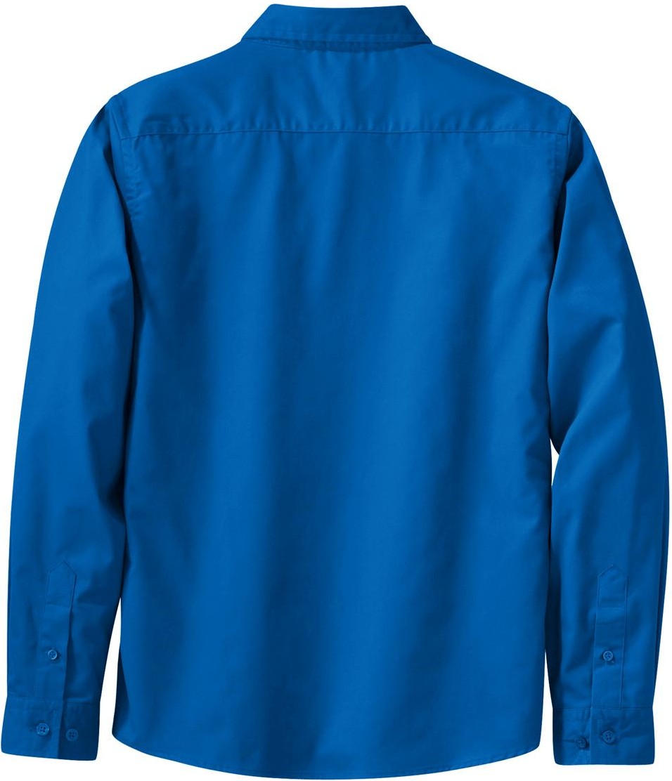 Rear View of Strong Blue Port Authority Women's Long Sleeve Easy Care Shirt. L608