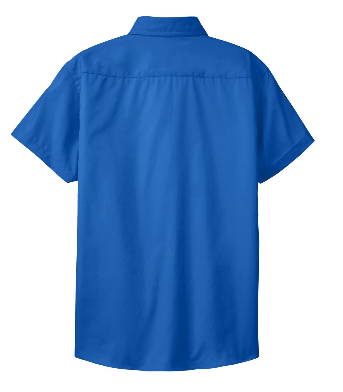 Rear View of Strong Blue Port Authority Women's Short Sleeve Easy Care Shirt. L508