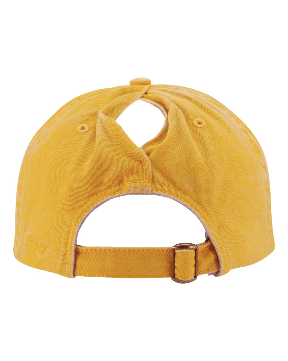 Rear View of Sunset Yellow/ Polka Dots Women&#39;s Pigment-Dyed with Fashion Undervisor Cap - CASSIE