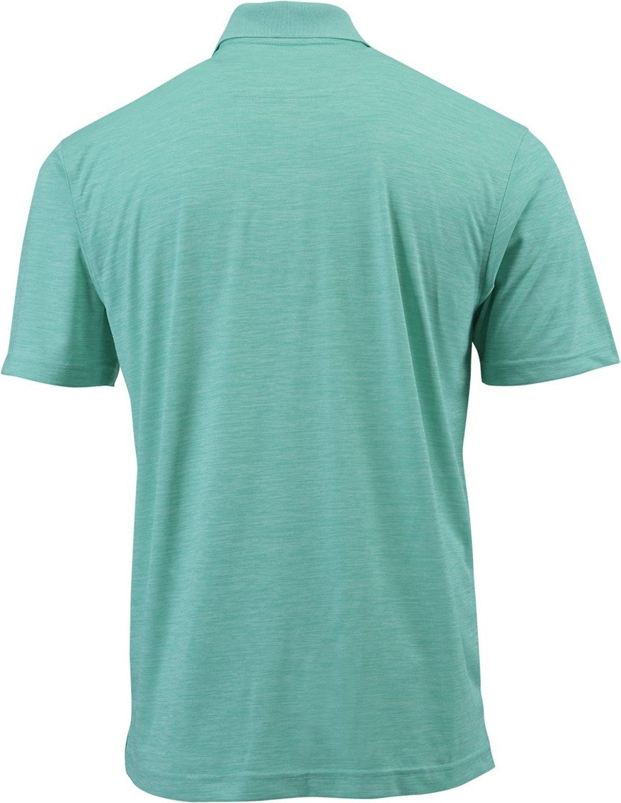 Rear View of Surf Green Heather Dakota Striated Heather Polo - 130