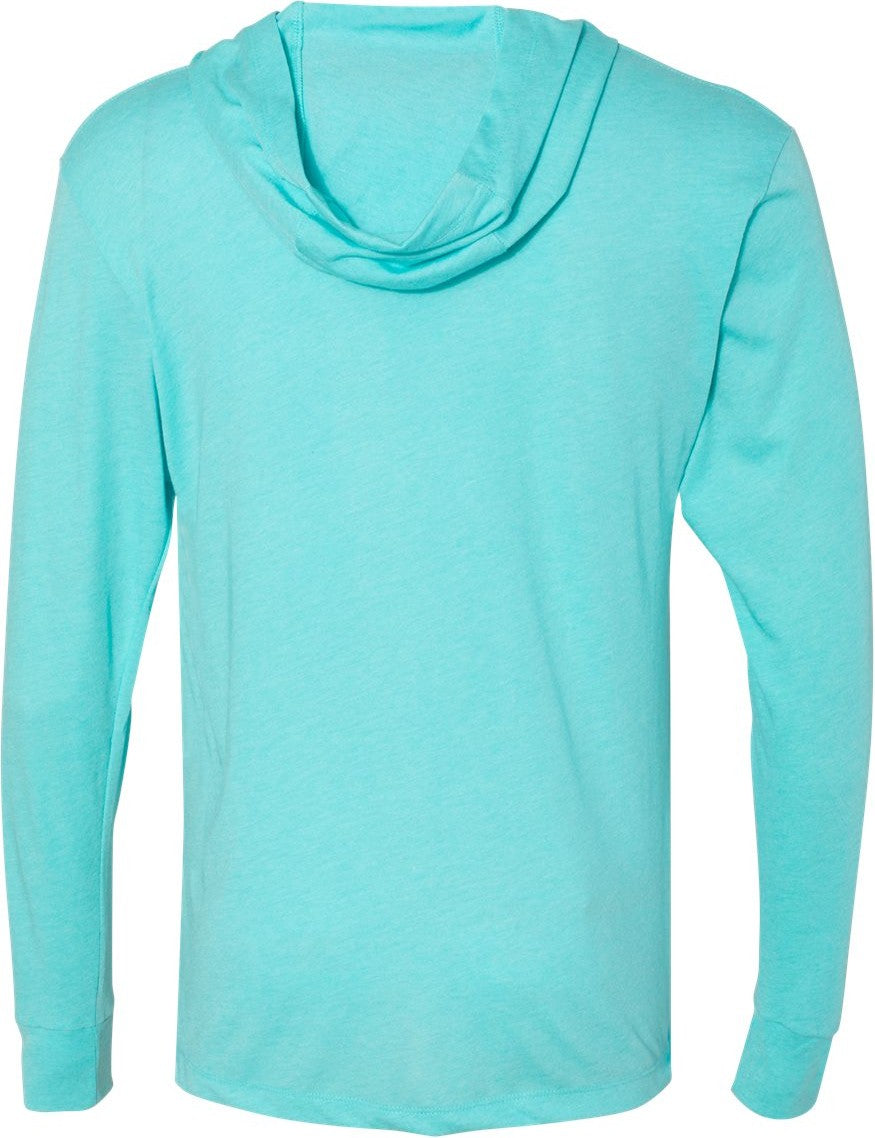 Front View of Tahiti Blue Triblend Hooded Long Sleeve Pullover - 6021