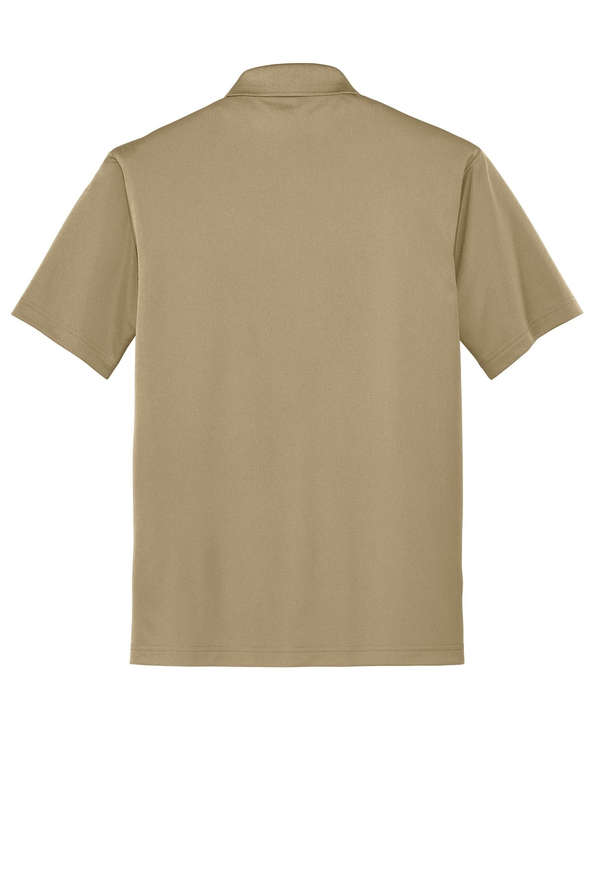 Front View of Tan CornerStone Micropique Gripper Polo. CS421