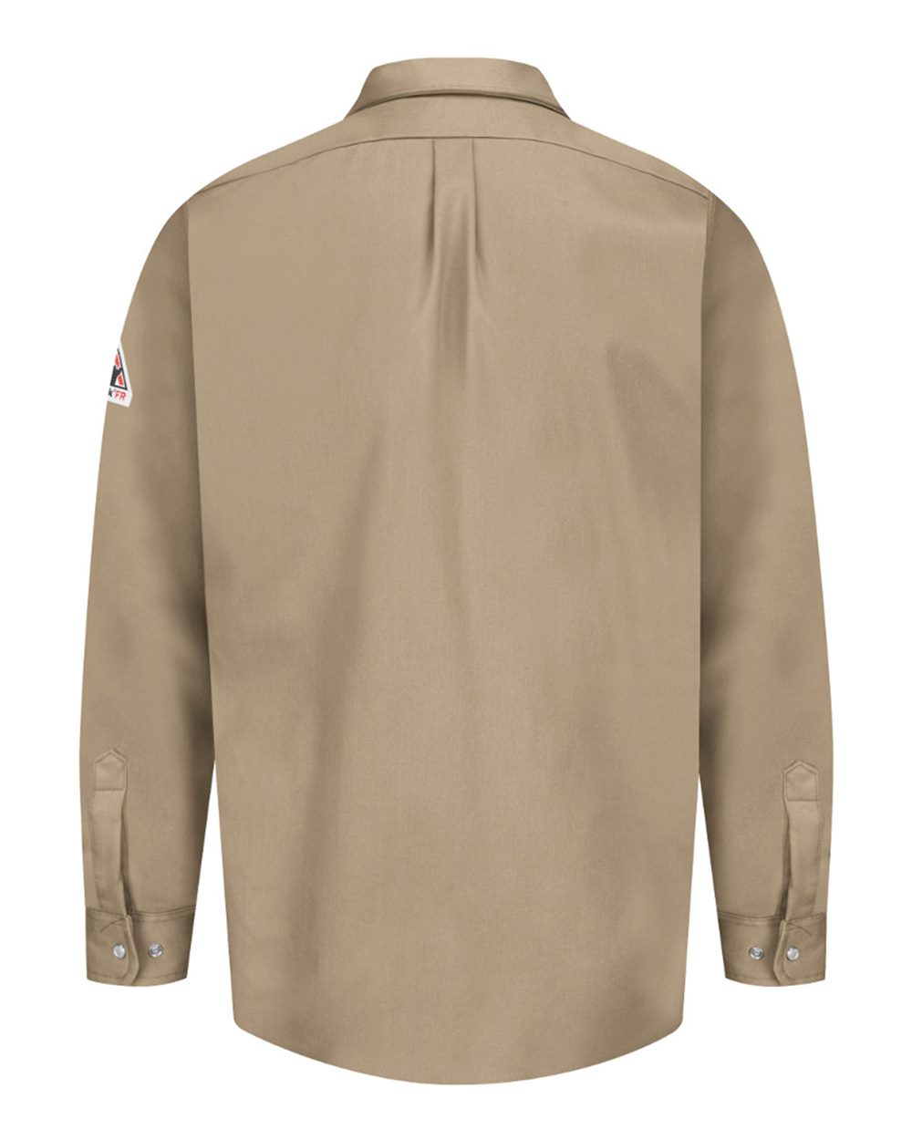Front View of Tan Snap-Front Uniform Shirt - EXCEL FR - SES2