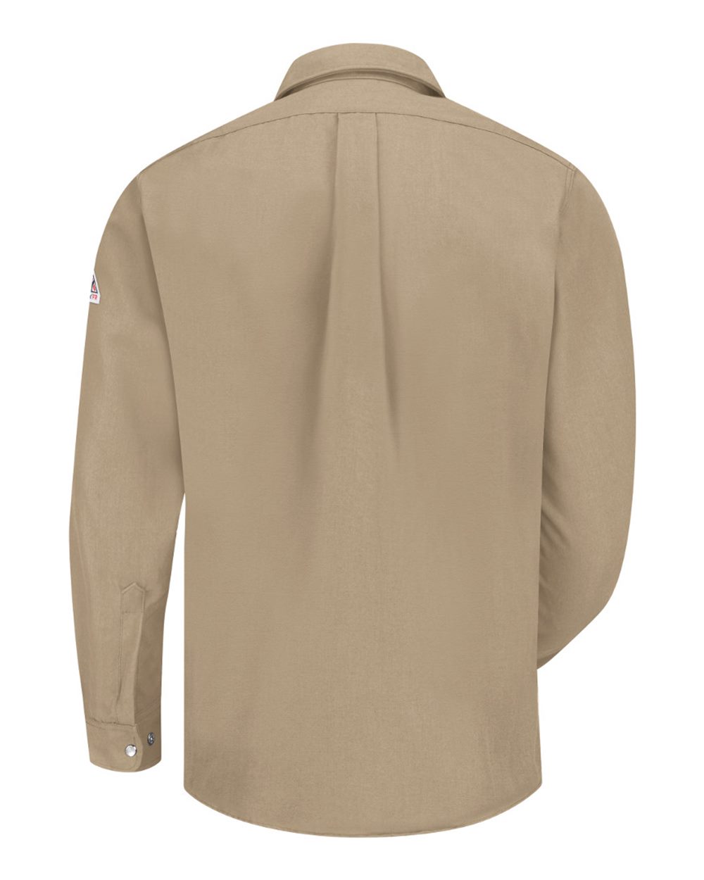 Front View of Tan Snap-Front Uniform Shirt - Nomex® IIIA - 4.5 oz. - SNS2