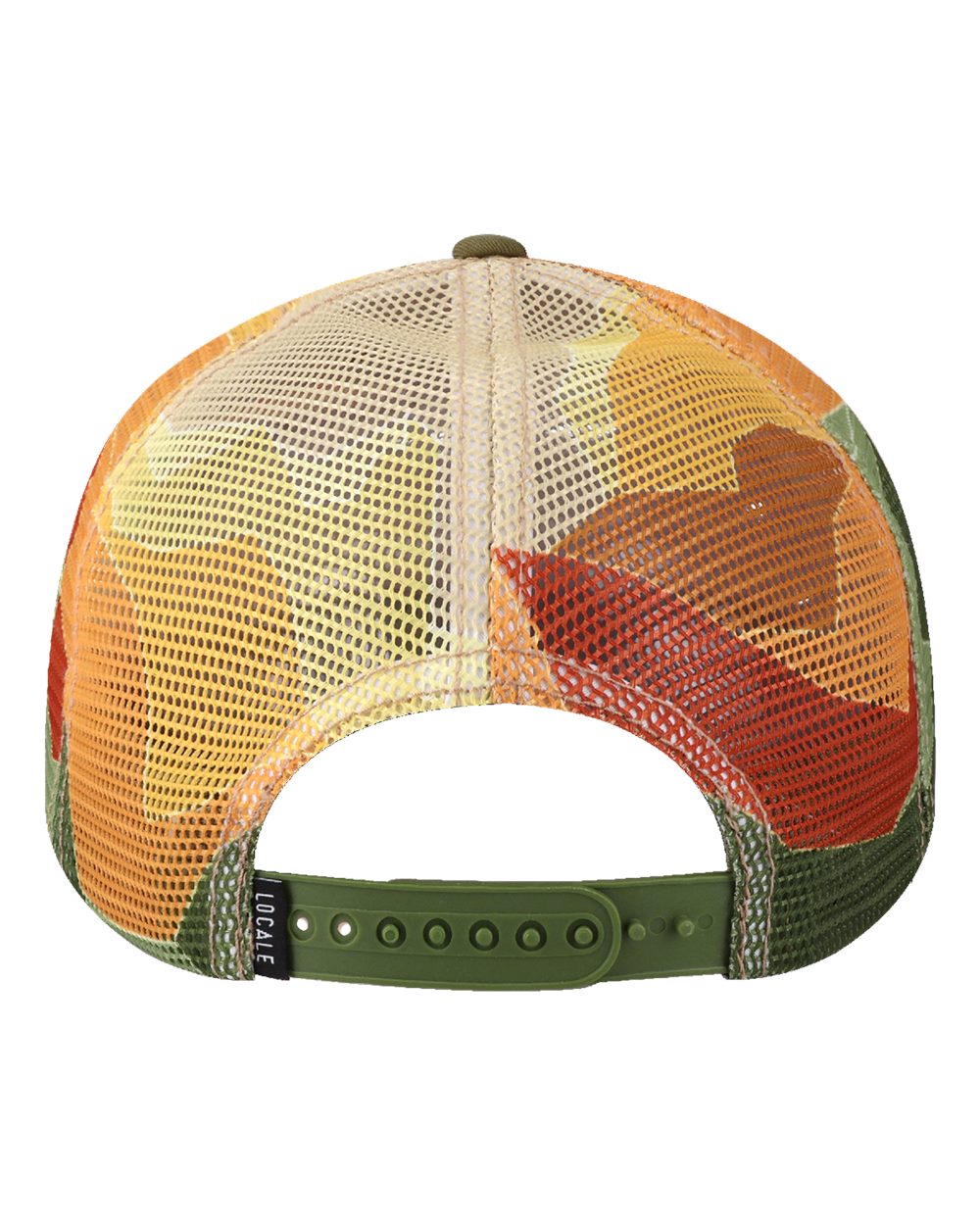 Rear View of Tan/ Western Mountain/ Olive Green Plain Front Five-Panel Trucker Cap - 5PTKRS