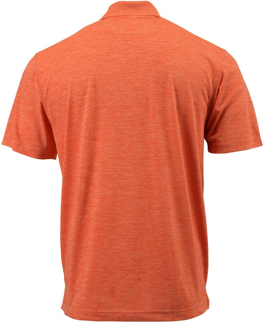 Rear View of Tangerine Heather Dakota Striated Heather Polo - 130