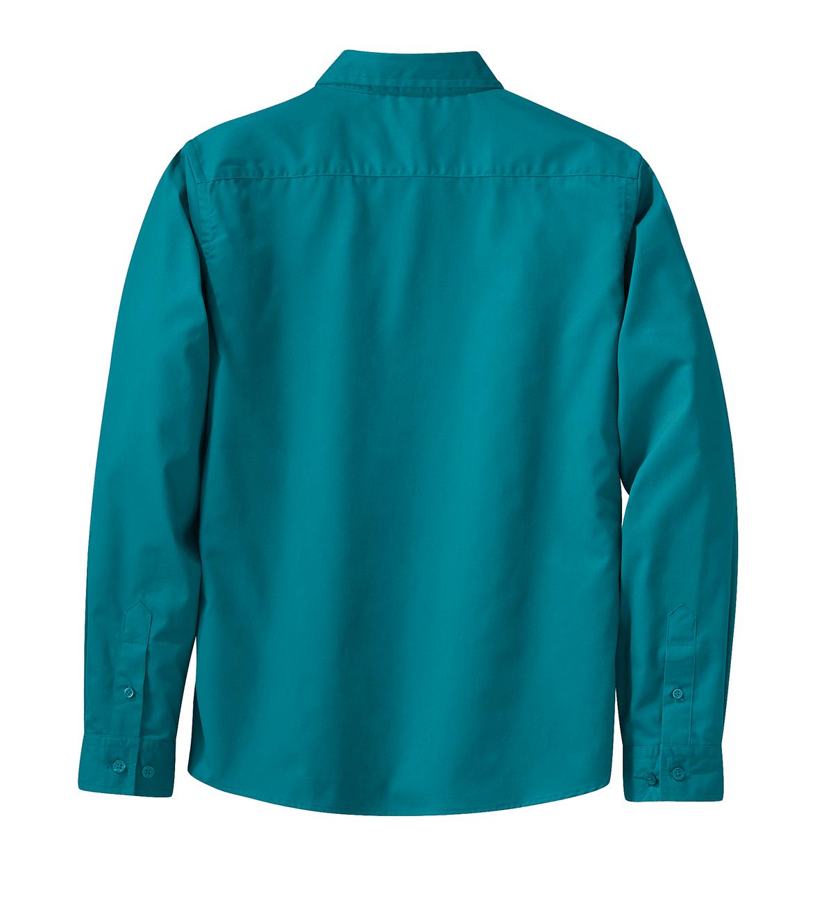 Front View of Teal Green Port Authority Women's Long Sleeve Easy Care Shirt. L608