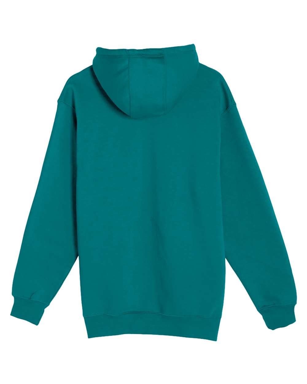 Rear View of Teal Heavyweight Pullover Hooded Sweatshirt - LS19001