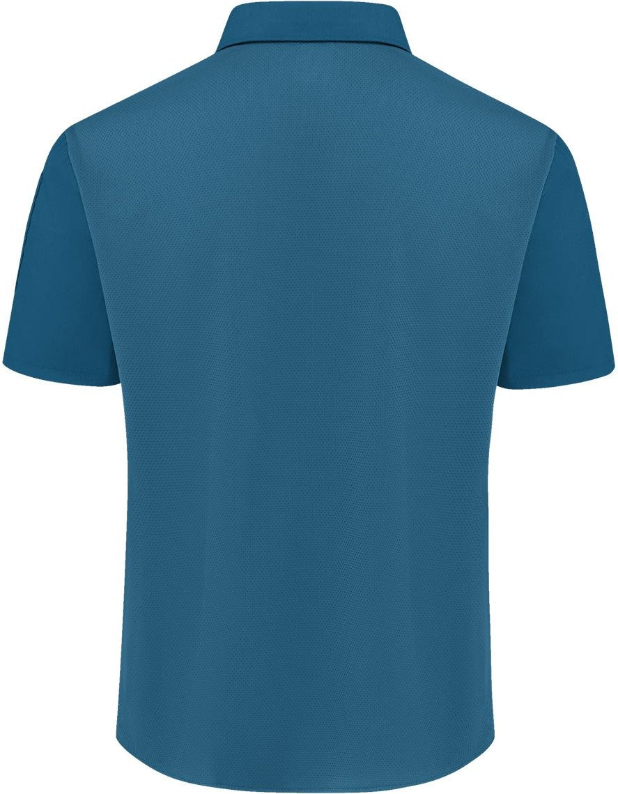 Front View of Teal Poplin Airflow Cook Shirt with OilBlok - 502M