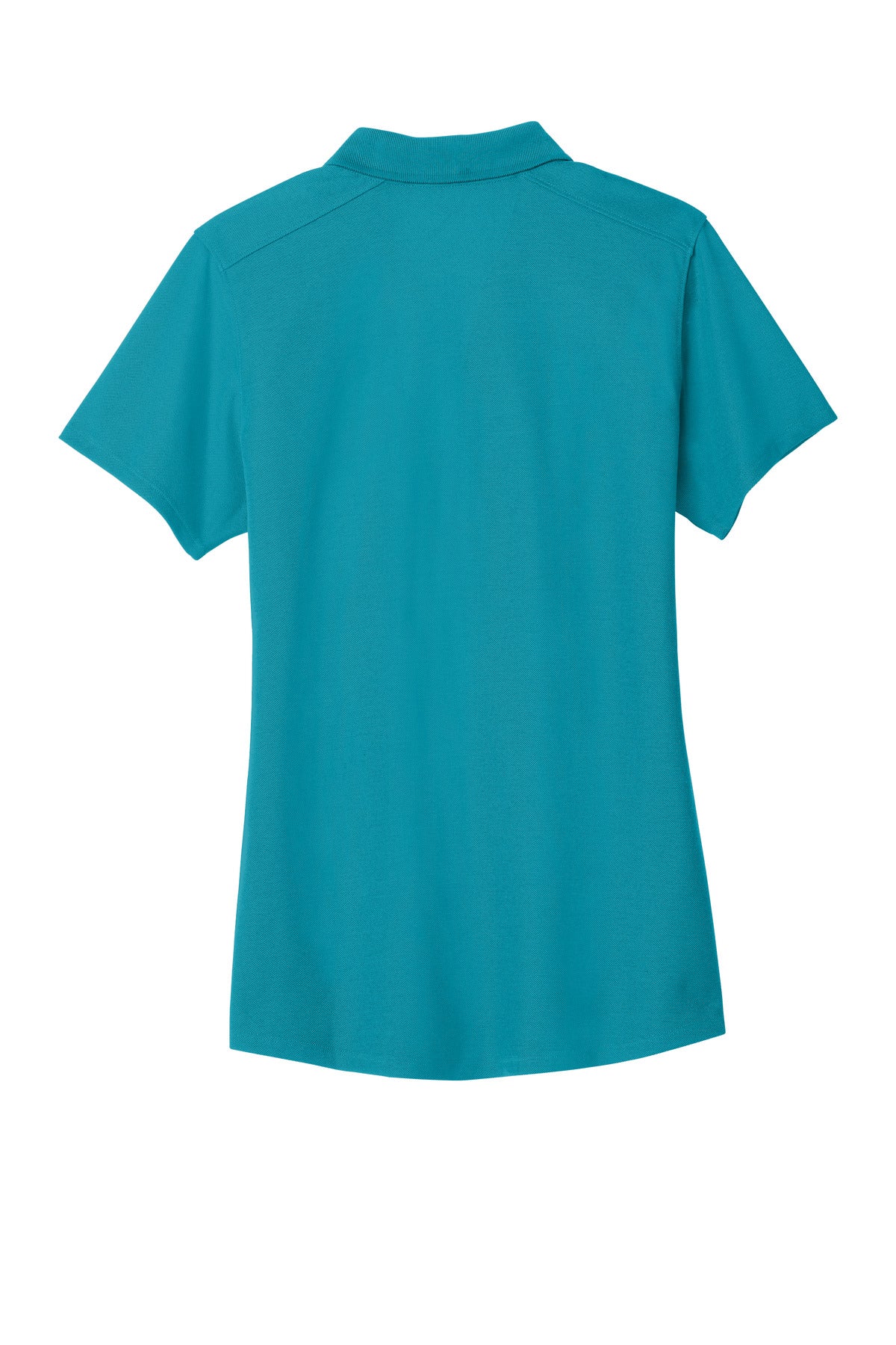 Rear View of Teal Port Authority Women's EZPerformance Pique Polo. LK600