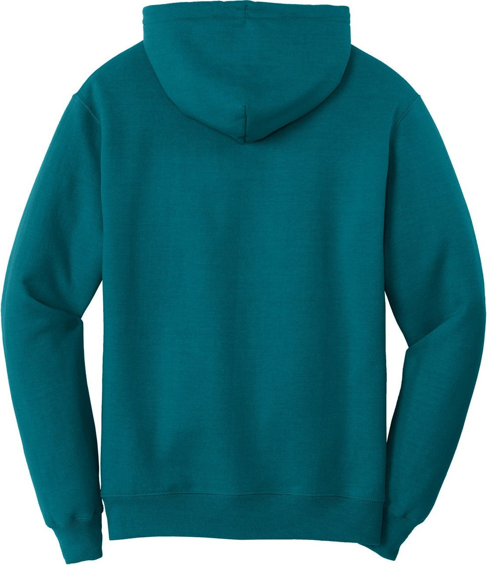 Front View of Teal Port & Co Core Fleece Pullover Hooded Sweatshirt. PC78H