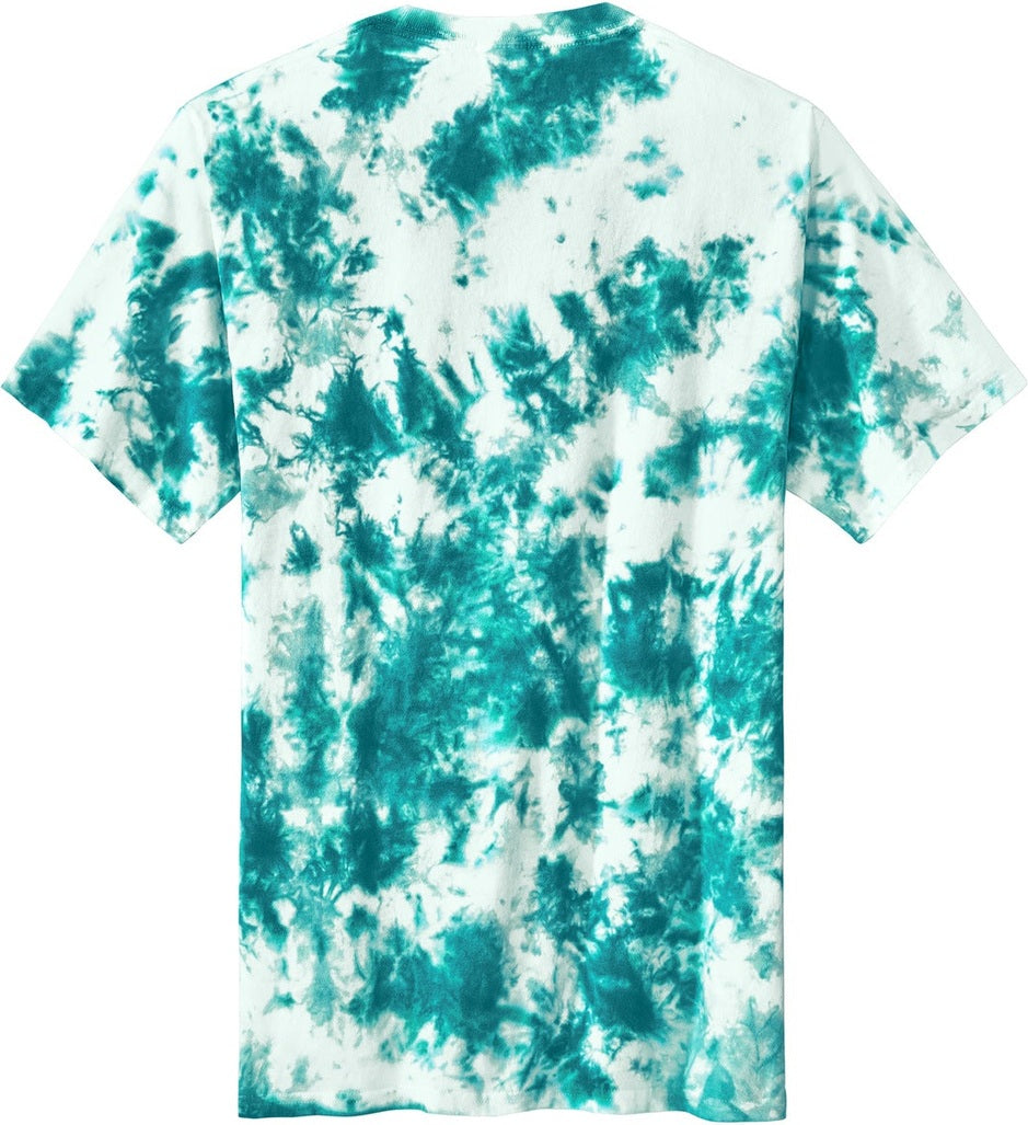 Front View of Teal Port & Co Crystal Tie-Dye Tee PC145
