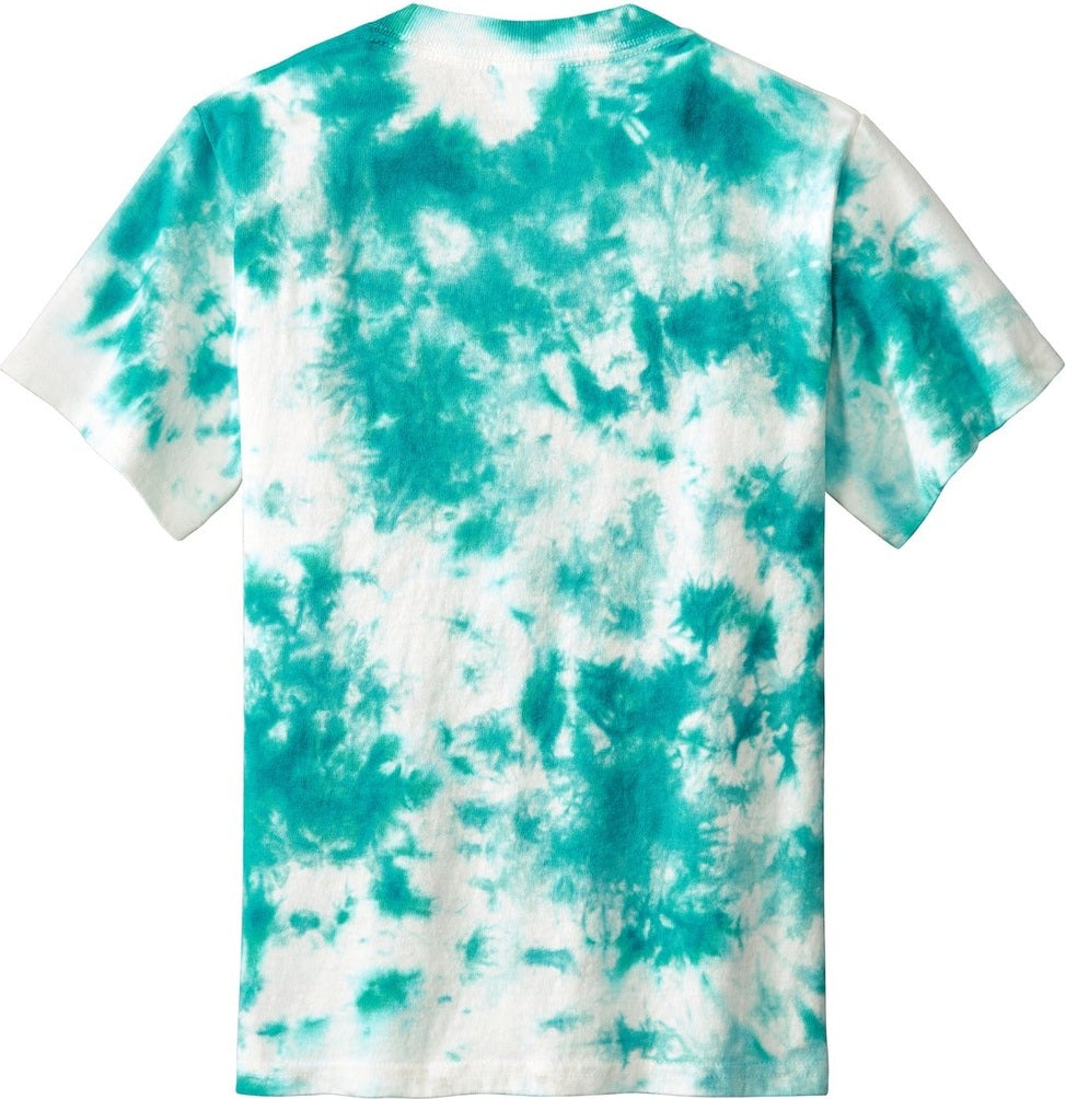 Front View of Teal Port & Co Youth Crystal Tie-Dye Tee PC145Y