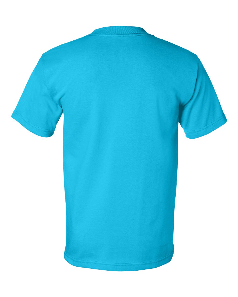 Rear View of Teal USA-Made Heavyweight T-Shirt - 5100