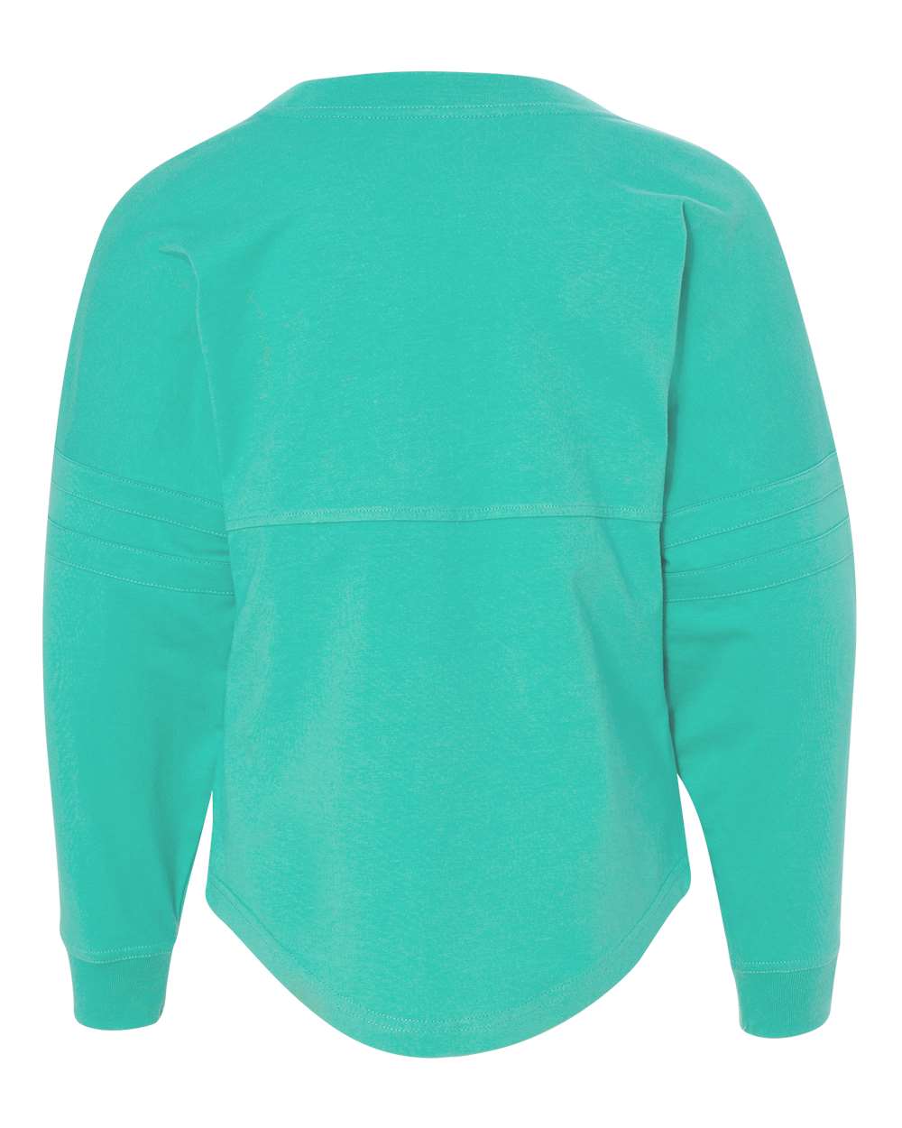 Front View of Teal Women's Jersey Pom Pom Long Sleeve T-Shirt - T14
