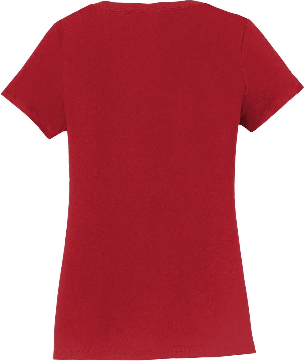 Front View of Team Cardinal Port & Co Women's Fan Favorite V-Neck Tee. LPC450V