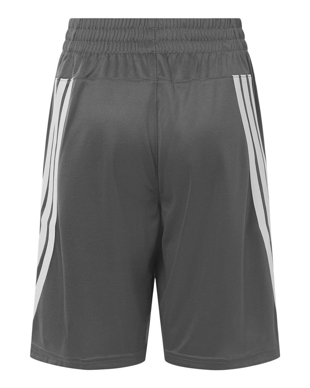 Rear View of Team Grey Four/ White Youth 3-Stripes 3" Shorts - AT302 plain