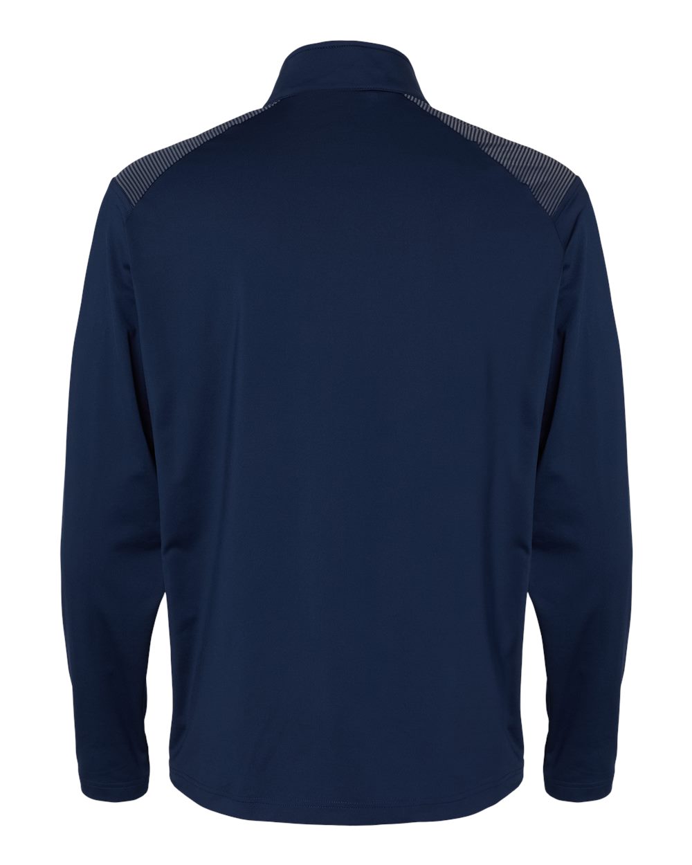 Front View of Team Navy Blue Shoulder Stripe Quarter-Zip Pullover - A520