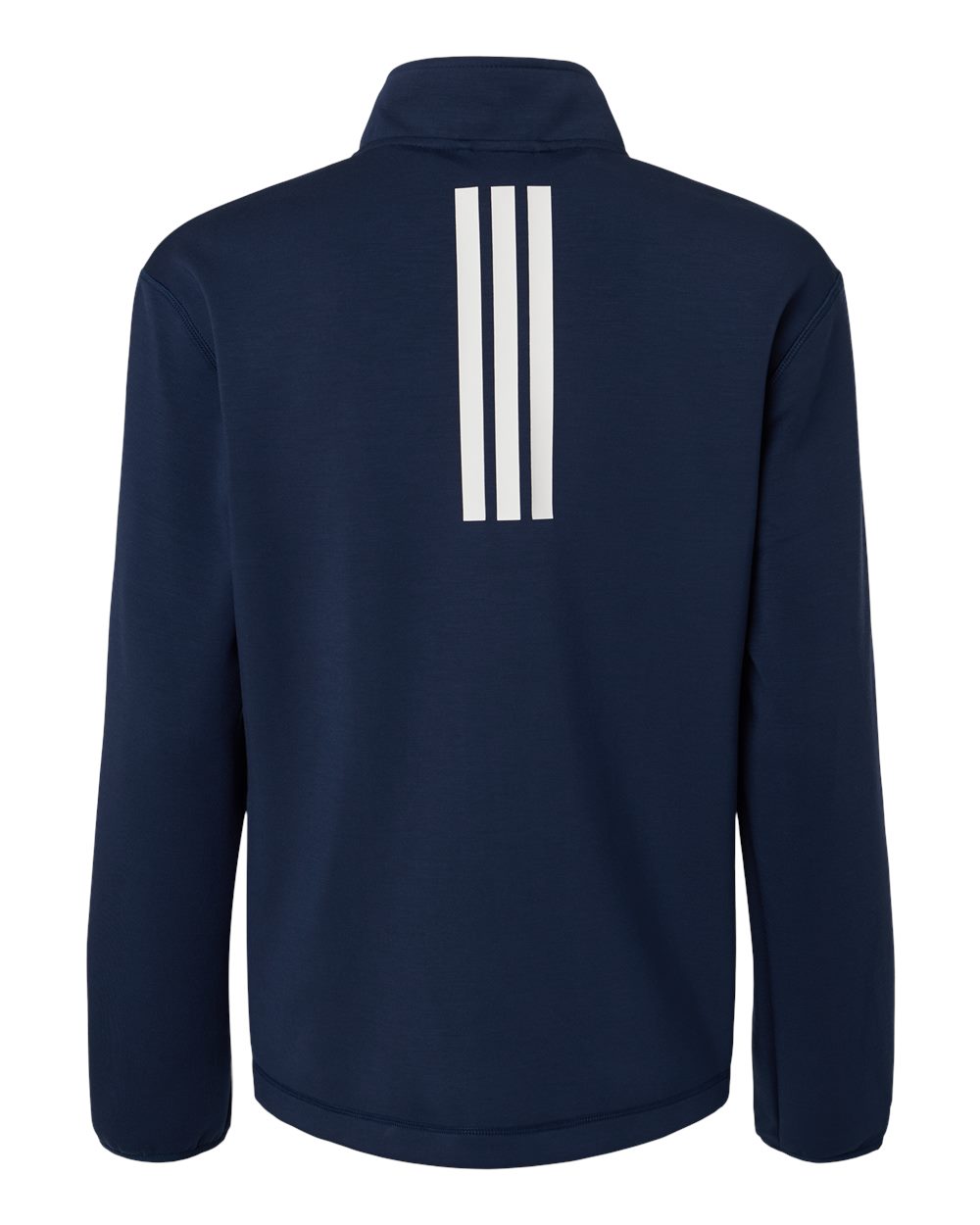 Rear View of Team Navy Blue/ White Women's 3-Stripes Quarter-Zip Pullover - AT401
