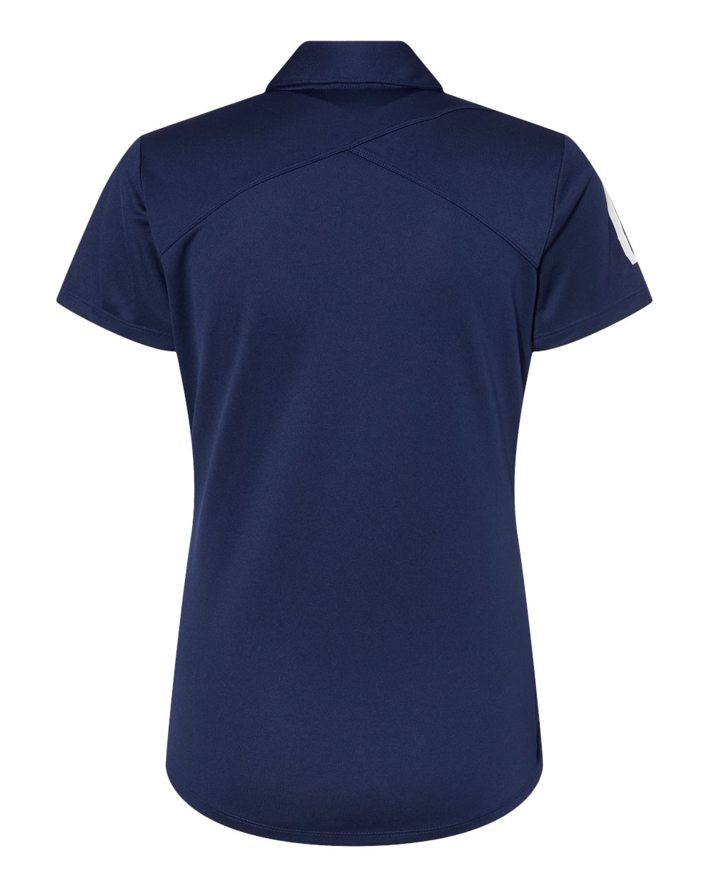 Rear View of Team Navy Blue/ White Women&#39;s Floating 3-Stripes Polo - A481