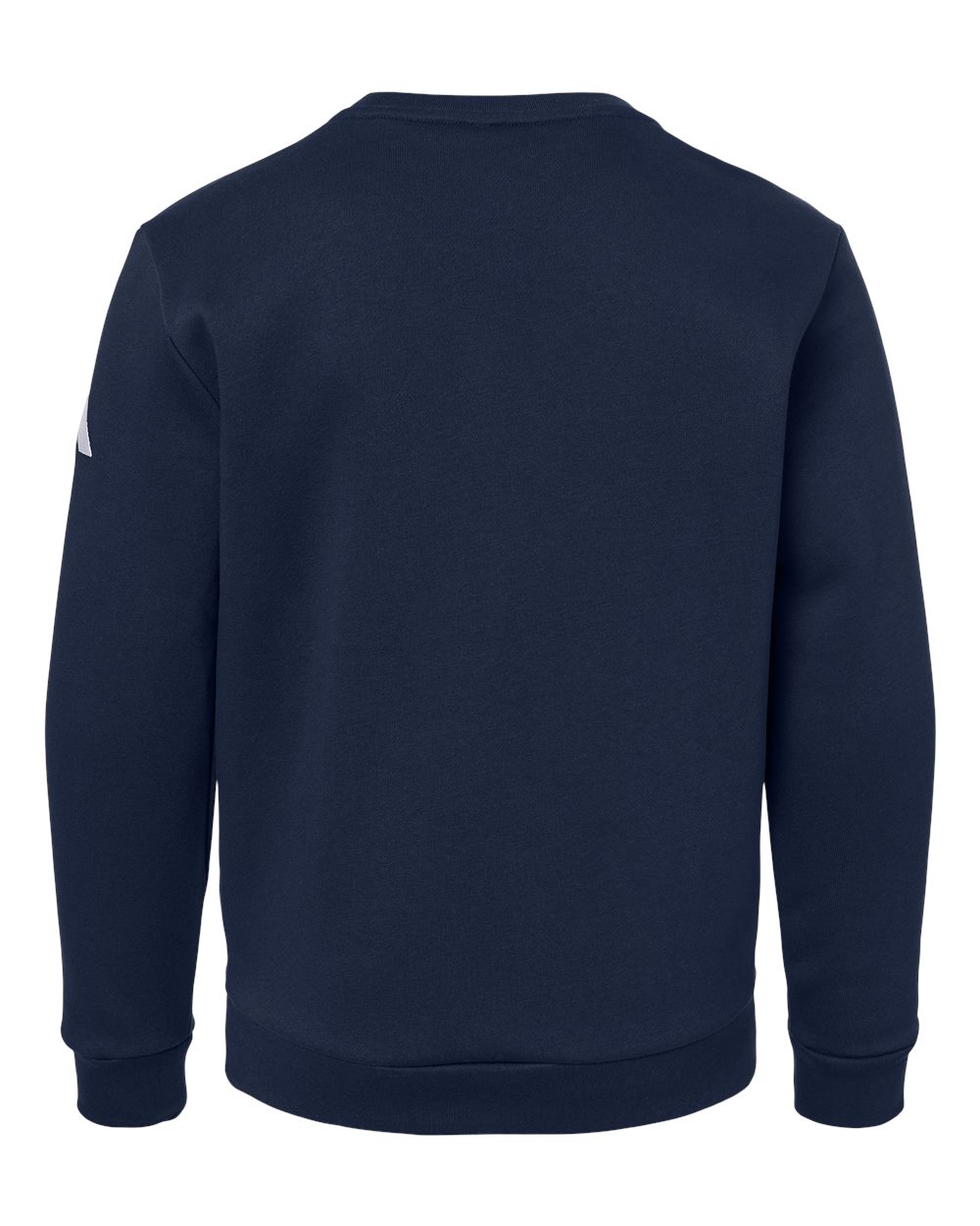 Rear View of Team Navy Blue/ White Youth Fleece Crewneck Sweatshirt - AT202 plain