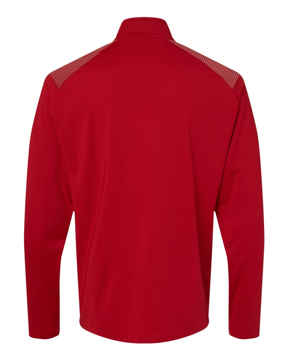Front View of Team Power Red Shoulder Stripe Quarter-Zip Pullover - A520