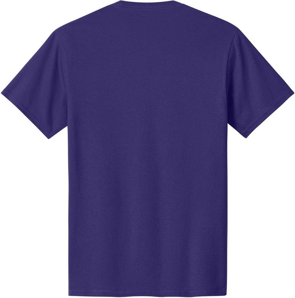 Rear View of Team Purple Port & Co Core Cotton Tee. PC54