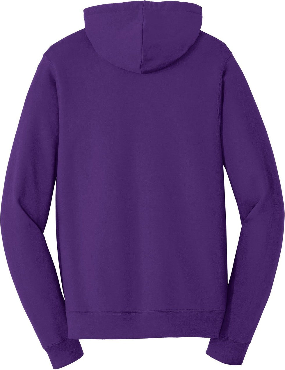 Front View of Team Purple Port & Co Fan Favorite Fleece Full-Zip Hooded Sweatshirt. PC850ZH
