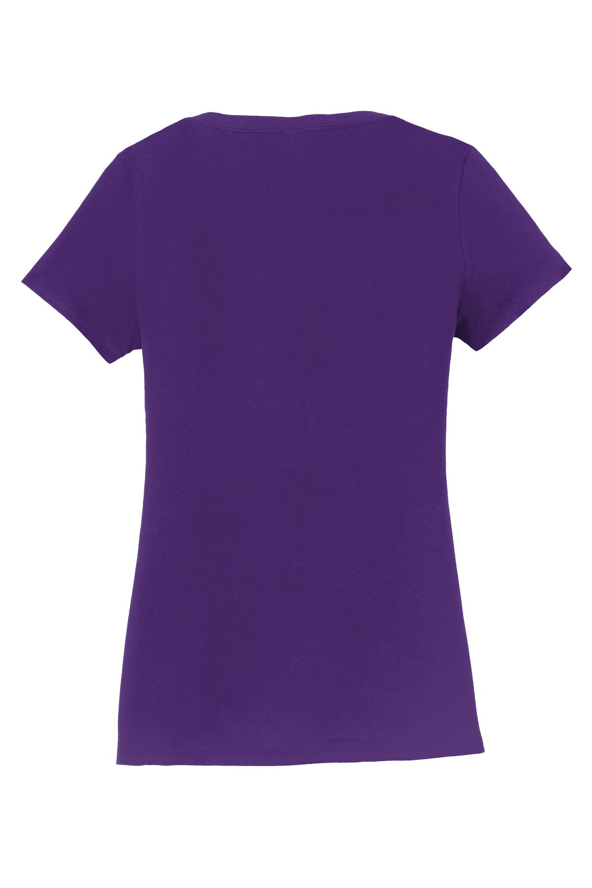 Rear View of Team Purple Port & Co Women's Fan Favorite V-Neck Tee. LPC450V