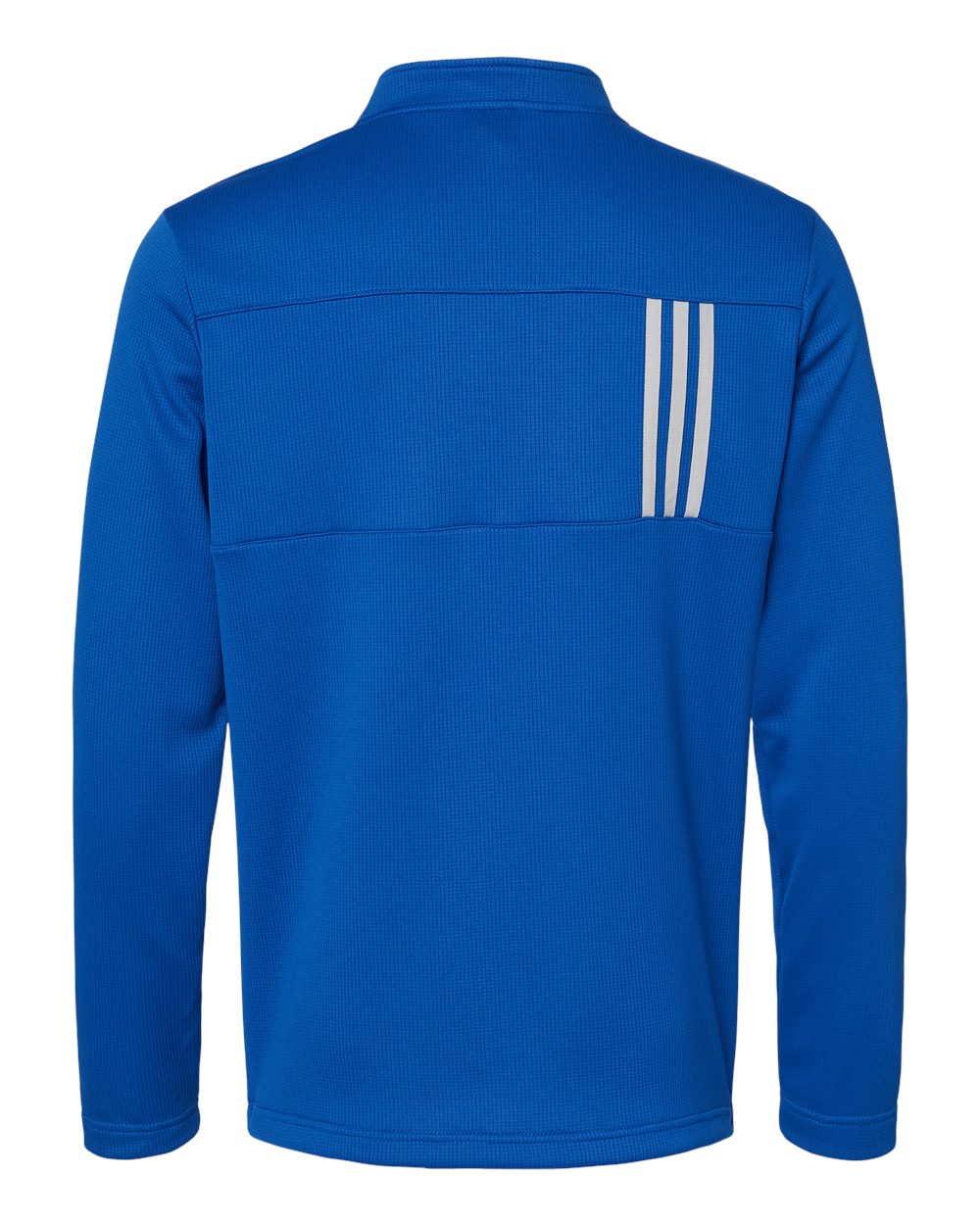 Front View of Team Royal/ Grey Two 3-Stripes Double Knit Quarter-Zip Pullover - A482
