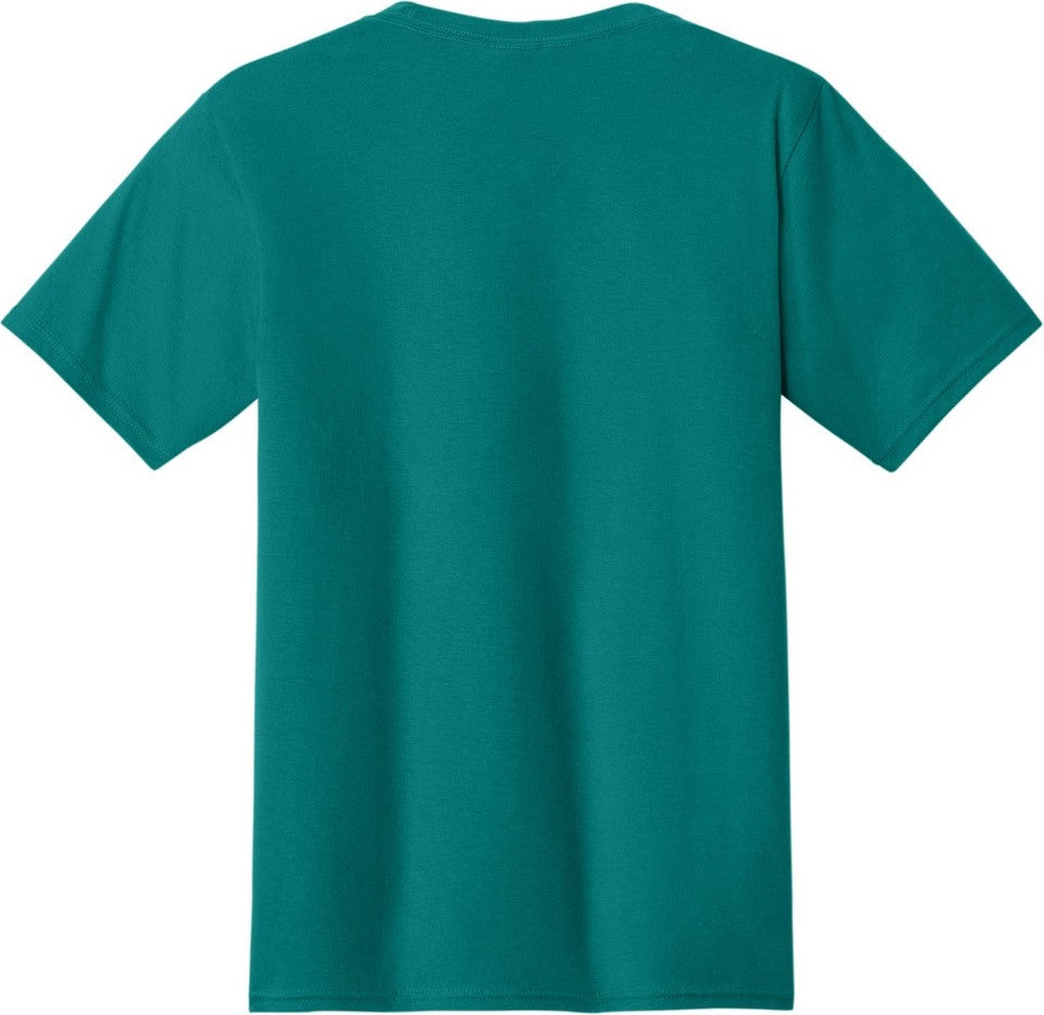Rear View of Team Teal Port & Co Fan Favorite Tee. PC450