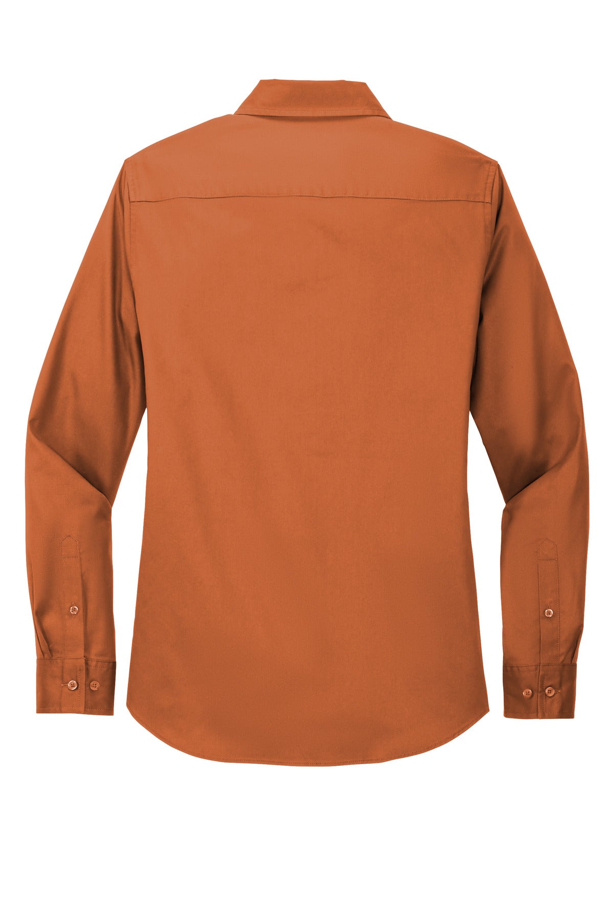 Rear View of Texas Orange Port Authority Women's Long Sleeve Easy Care Shirt. L608
