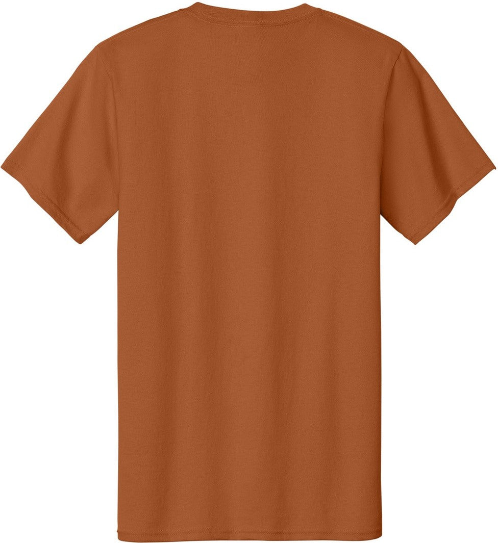 Rear View of Texas Orange Port & Co Essential Tee. PC61