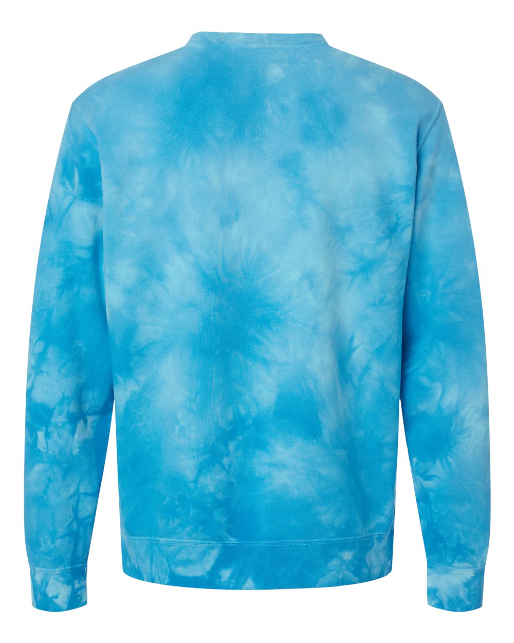 Front View of Tie Dye Aqua Blue Midweight Tie-Dyed Crewneck Sweatshirt - PRM3500TD