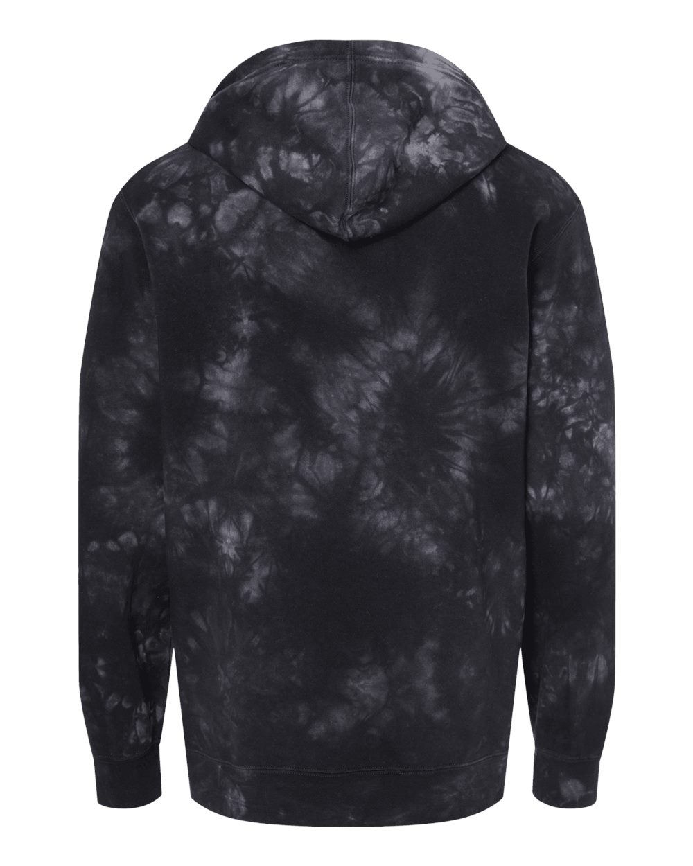 Front View of Tie Dye Black Midweight Tie-Dyed Hooded Sweatshirt - PRM4500TD