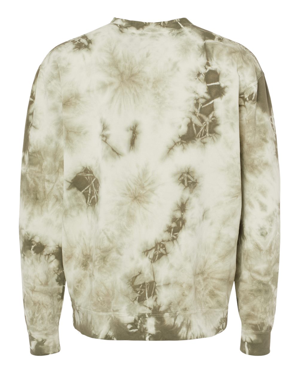 Front View of Tie Dye Olive Midweight Tie-Dyed Crewneck Sweatshirt - PRM3500TD
