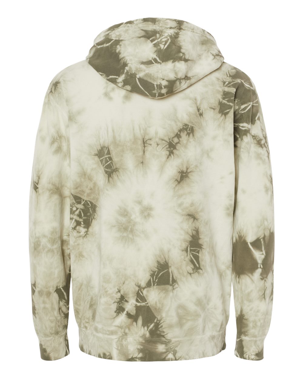 Front View of Tie Dye Olive Midweight Tie-Dyed Hooded Sweatshirt - PRM4500TD