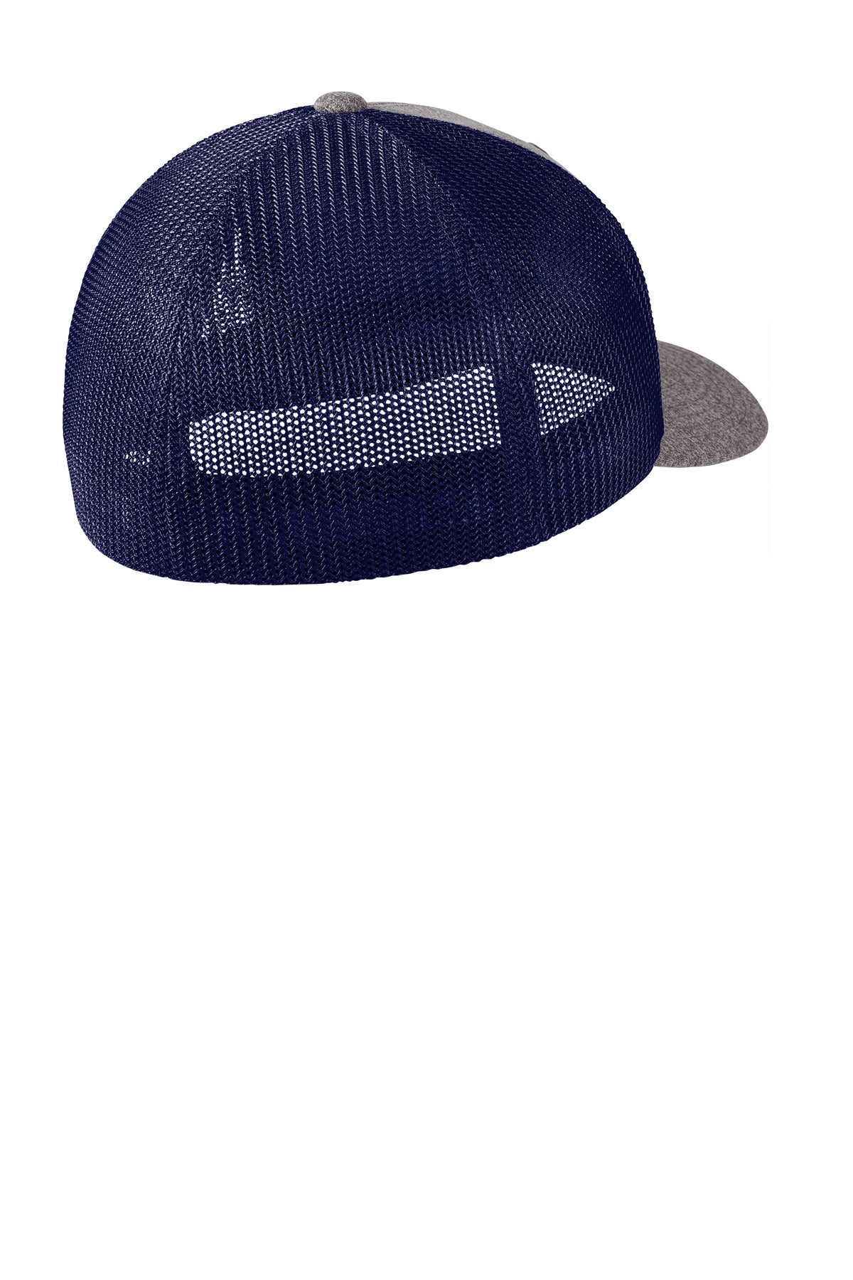 Rear View of Tr Navy/Gry He Port Authority Flexfit Melange Mesh Back Trucker Cap C302