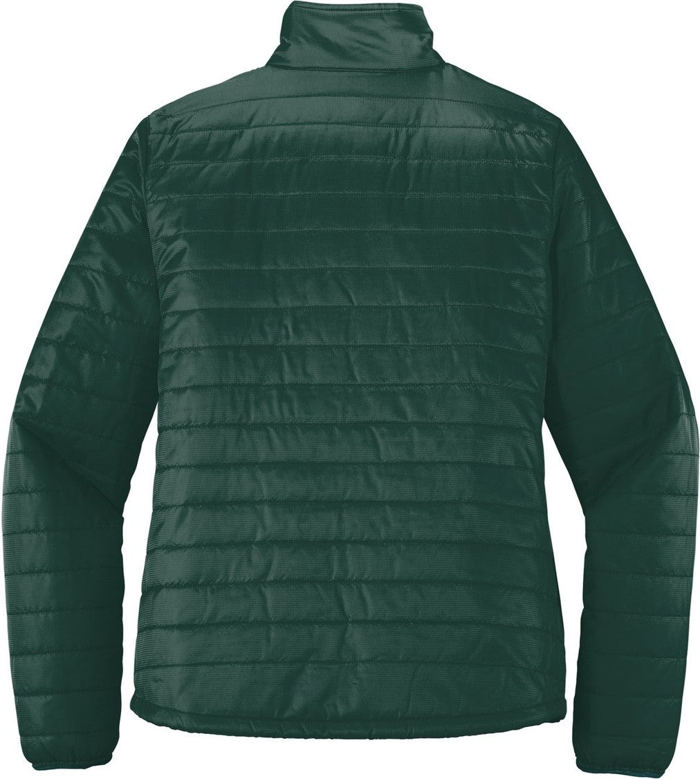 Front View of Tree Gn/Mar Gn Port Authority Women's Packable Puffy Jacket L850