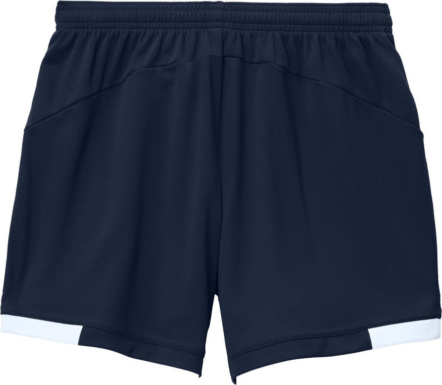 Front View of TrNv/White Sport-Tek Women's Club 5" Short LST442