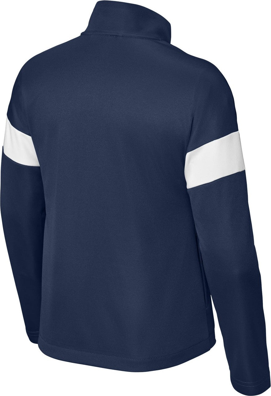 Front View of TrNv/White Sport-Tek Youth Travel Full-Zip Jacket YST800