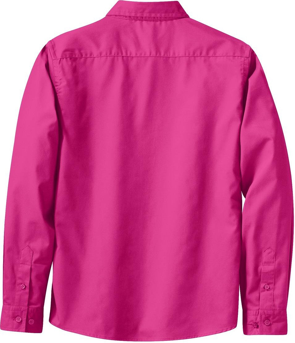 Front View of Tropical Pink Port Authority Women's Long Sleeve Easy Care Shirt. L608