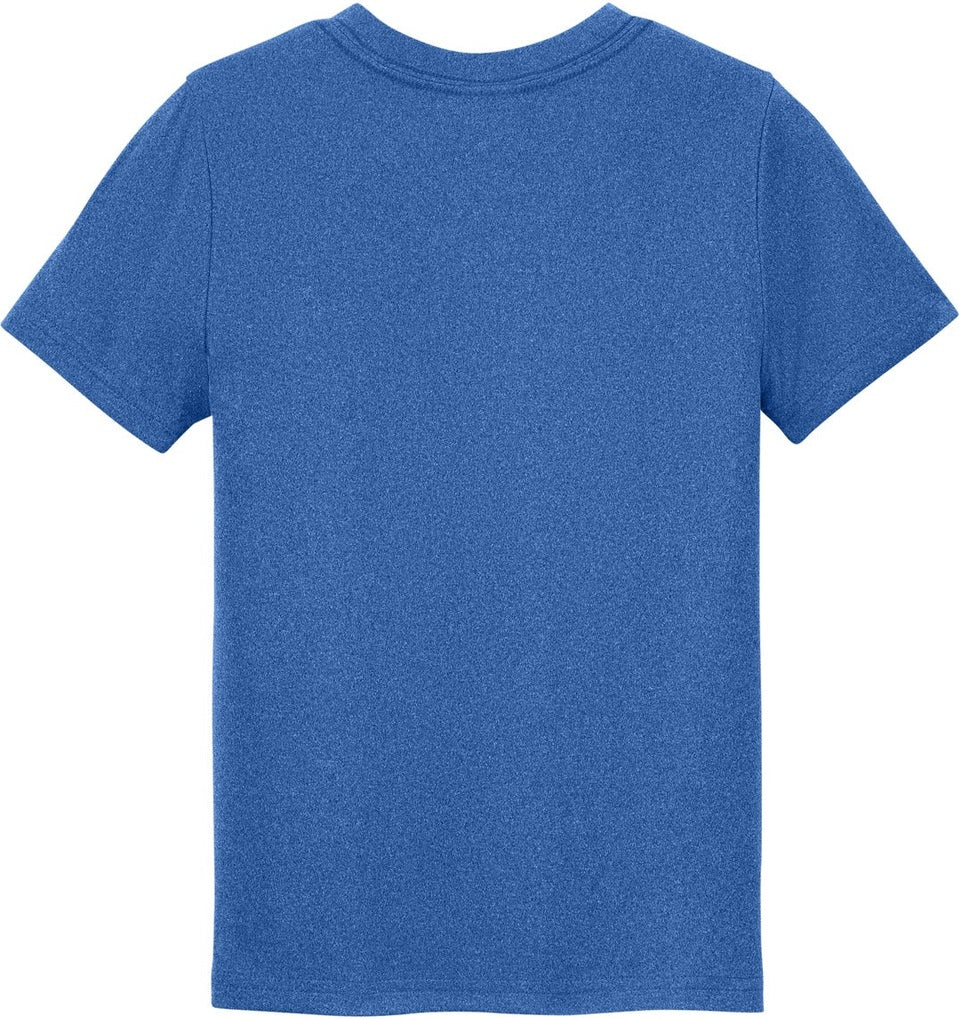Front View of TRoyHthr Port & Co Youth Heather Performance Tee PC390Y
